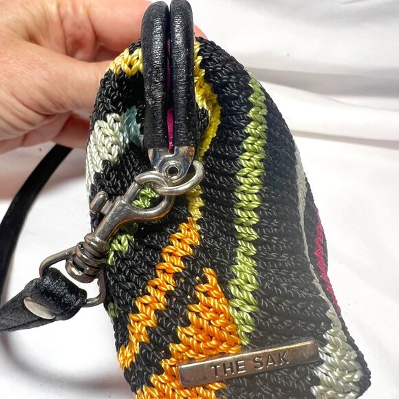 The Sak-Miniture Purse-Black/Fuchsia/Green/Yellow Stripes-Lined Pink-Wrist Purse - Picture 10 of 16